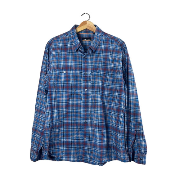 Men's Button Front Plaid Orvis Shirt L - Picture 1 of 8